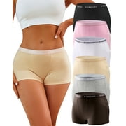 Finetoo Womens Boyshort Underwear Cotton Boxer Briefs for Ladies Full Coverage BoyShorts Panties 6 Pack